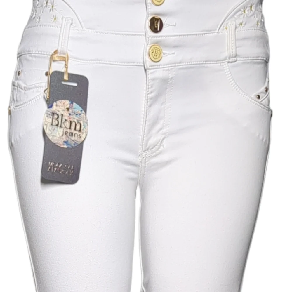 *NEW* Colombian Authentic Skinny Butt Lifter white Embroidery Jeans Size 12 - Picture 8 of 16